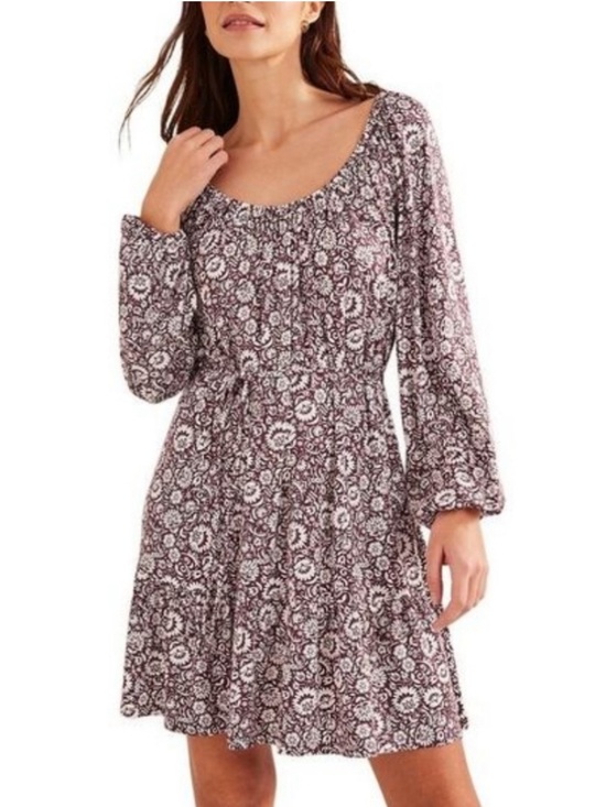 Boden Dresses & Skirts - Boden Scoop Tiered Jersey Mini Dress in Brown Floral. Size: 20-22
